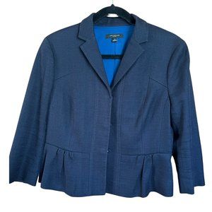 Navy Peplum Cotton Blazer // Ann Taylor Women's Size 10